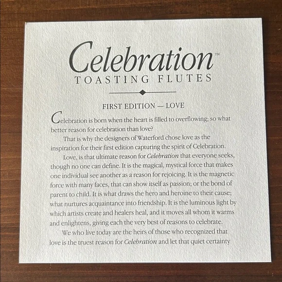 Waterford Crystal Toasting Flutes - Love - Picture 9 of 11